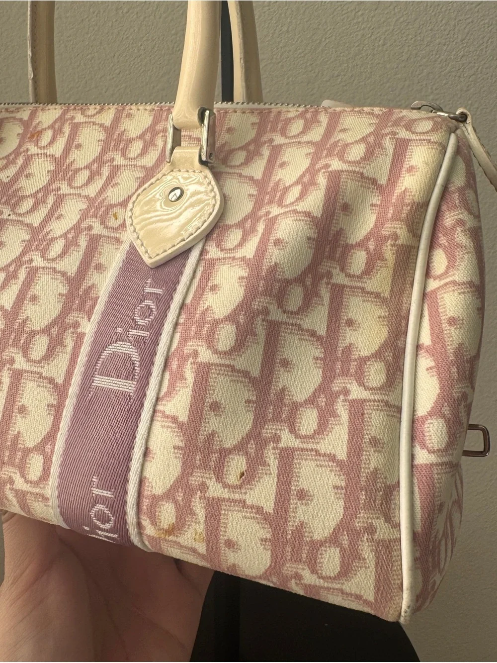 authentic CHRISTIAN DIOR Monogram Girly Boston in Pink.